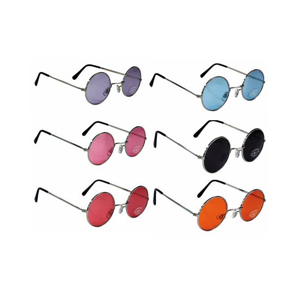 Lot De 10 Paires De Lunettes De Soleil Rondes Blulu - Style Hippie Multicolore, Monture Dorée