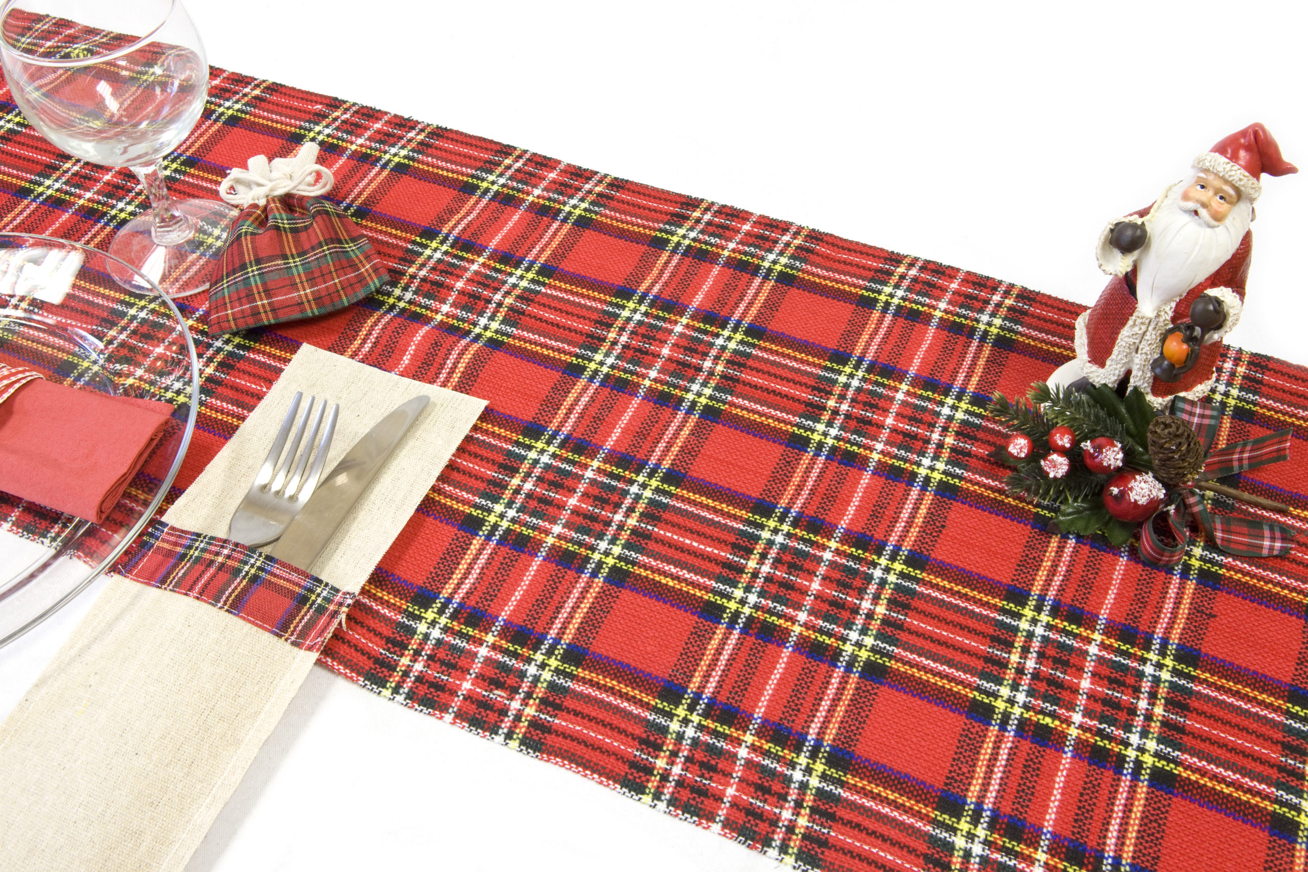 CaTaKu Chemin de table en tartan de Noël pour dîner, livre de